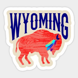 Wyoming Buffalo Eagle Feathers Sticker